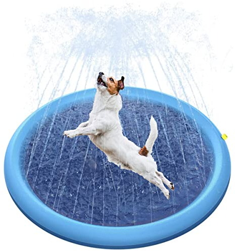Almohadilla de Aspersor de Juego, XiXiRan Piscina Aspersor para Perros, 100 * 100cm, Splash Pad Niños Mascotas, Almohadilla de Rociadores, Splash Sprinkle Play Pad Mat, Alfombra de Agua para Perros