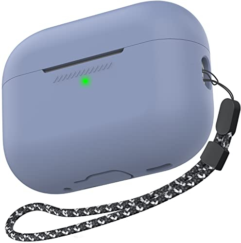 AhaStyle Custodia per AirPods Pro 2, in morbido silicone, custodia per AirPods Pro di seconda generazione [cinturino da polso aggiunto], cover antiurto integrale per Apple AirPods Pro 2