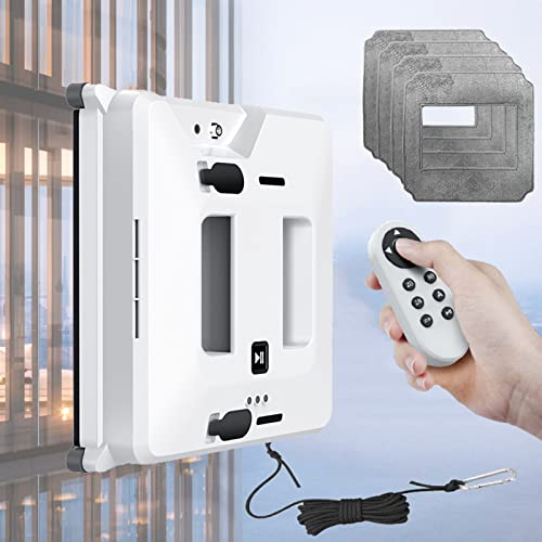 DOZPAL Robot de Limpieza de Ventanas 6,5 cm Limpieza de Vidrio/Espejo Cuadrado Ultrafino con rociador de Agua de Doble Cara y Modos de Limpieza automáticos - Succión Fuerte de 3000pa