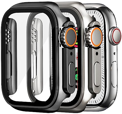 2 Pack Funda y Protector Apple Watch Series 6/5/4/SE 2/SE 40mm con Cristal Templado HD Protección Completa Antiarañazos con Case Dura de PC. Diseño Creativo Carcasa iWatch para Hombres y Mujeres