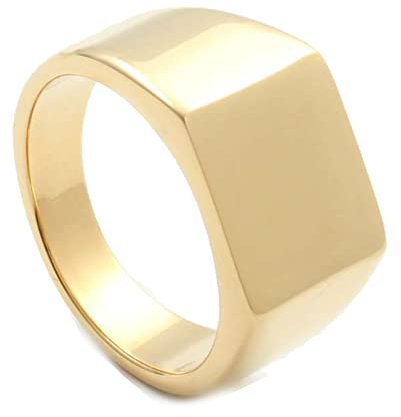 BCughia Stainless Steel Ring Men, Pinky Ring Gold Edelstahl Quadratischer Dicker Ring Vorschlag Ringe Geschenk für Herren Größe 62 (19.7)