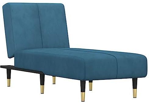 vidaXL Chaiselongue, Sofa in 3 Positionen zum Sitzen Entspannen Schlafen Verstellbar, Couch in Eleganter Optik, Liege Schlafsofa Loungesofa Liegesofa, Blau Samt