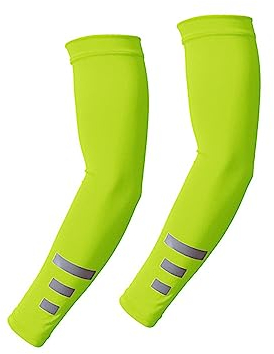 JIANJU Sportarmstulpen, UV-Sonnenschutz, kühlende Armstulpen UPF 50 für Herren/Damen, Eisseidenärmel, Sport-Kompressionsarmstulpen für Radfahren, Fußball, Laufen (blau), fluoreszierendes gelb, M