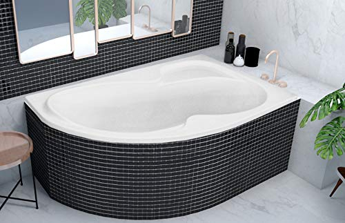 ECOLAM® Eckbadewanne WELA 170x100 cm RECHTS + Wannenträger Styropor befliesbar | Badewanne Acrylwanne Acryl Sanitäracryl Ablaufgarnitur Füße Silikon | rutschfest pflegeleicht