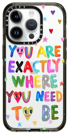 CASETiFY Impact iPhone 15 Pro Case [4X Military Grade Drop Tested / 8.2ft Drop Protection] - You are exactly - Clear Black | Slim Fit | 8.2 ft. 4x Military Grade Drop Protection | You are exactly where you need to be | Black