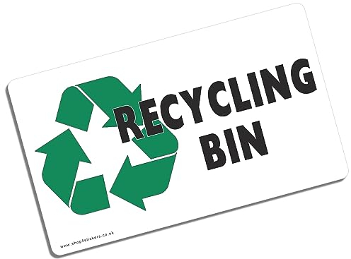 1 x Aufkleber Recycling-Mülleimer Umwelt Recycling Logo Schild Abfall Hygiene Hinweis Etikett 126 x 75 mm Querformat R1
