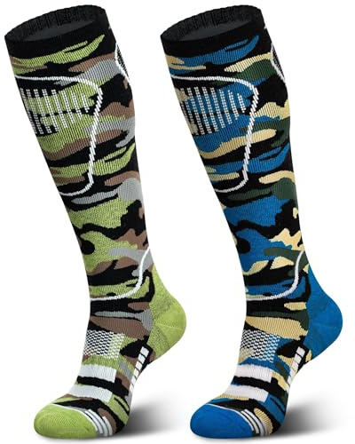 unenow Merino Wool Ski Socks 2 Pairs, Thermal Knee High Warm Socks for Snowboarding, Hiking, Cold Weather, Snow, Hunting
