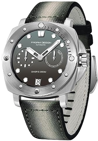 Pagani Design Herrenuhren Mechanische Uhr mit Automatikaufzug, 200M wasserdichte Armbanduhr aus Saphirglas, sportliche Herrenuhr mit Nylonband