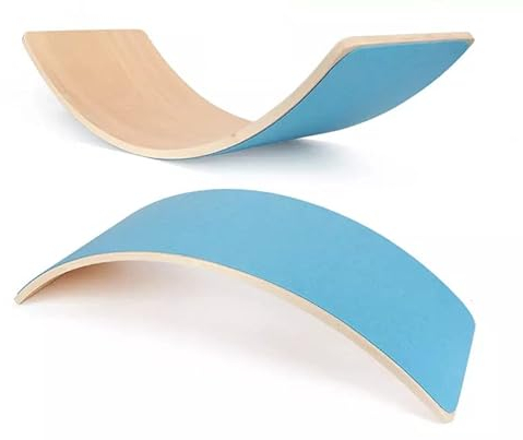 NoriKids Balance Board Kinder | Balancierbrett aus Holz | mit blauem Filz | Wippbrett fördert Koordination | Gleichgewichtstrainer für Kinder | Montessori Spielzeug