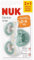 NUK Signature Schnuller | BPA-freier Silikonschnuller | 0-6 Monate | Sterne grün | 3er Pack