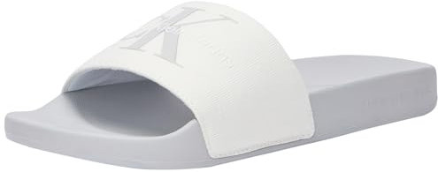 Calvin Klein Jeans Damen Badeschuhe Slide Monogram Co Badelatschen, Mehrfarbig (Bright White/Oyster Mushroom), 39