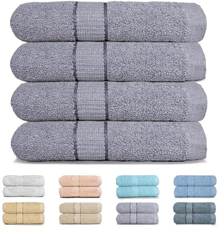 GFD Textiles - Juego de 4 Toallas de Lavabo 50x100 cm | 100% Algodón Premium Extra Suave & Súper Absorbente | Secado Rápido, Antibacterianas, Ideal Lavabo & Gimnasio | Gris