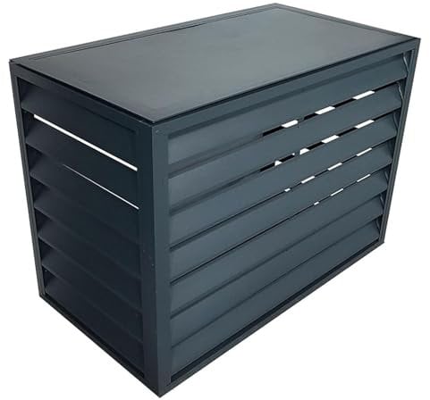 Abdeckung Klimaanlage Außengerät,Abdeckung Cover Aus Aluminium,Schutzgehäuse Für Klimaanlagen Und Wärmepumpen,Schutzgitter,Verkleidung Für Wärmepumpe Für Außengerät Garten Balkon,Grau Und Braun Weiß (