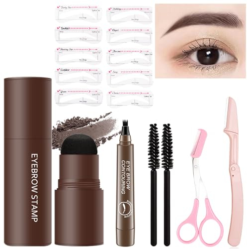 Augenbrauen Stempel Schablone Set, Tawagic Eyebrow Powder Stamp Wasserfestes Wiederverwendbares Augenbraue Schablonen Wasserfestes Augenbrauen Puder Make-up