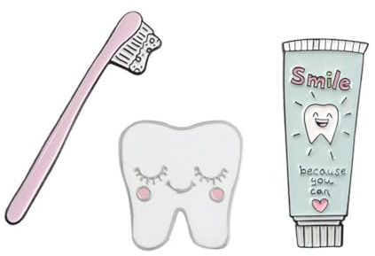 lihonzhi Jolie broche en émail pour brosse à dents et dentifrice en forme de dessin animé pour sacs à dos, chapeaux, sacs, accessoires de décoration, cadeau pour garçons et filles, dentistes, bijoux