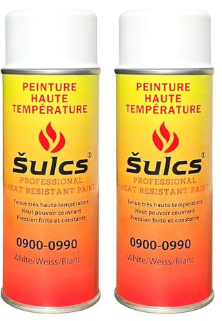 Peinture Professionnelle Haute Température 900° - Aérosol 400ml - Blanc Ref. 0990 - Haut Pouvoir Couvrant - Barbecue Braséro Four Poêle à bois Insert Cheminée Auto Moto Radiateur ŠULCS BBQ® (2)