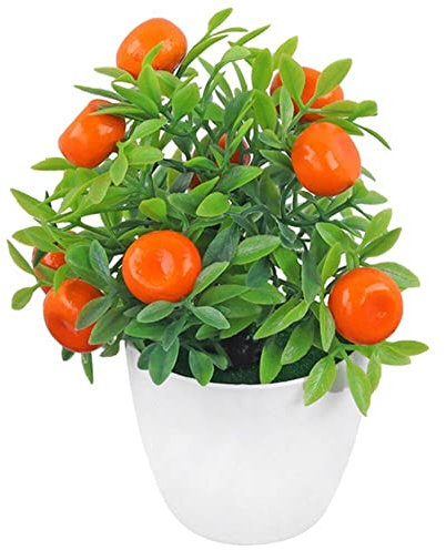 Keuyeo Künstlicher Orangenbaum-Bonsai, Mandarinen-Topf, Künstliche Früchte, Zuhause, Büro, Garten, Schreibtisch, Party-Dekoration, Tischdekoration