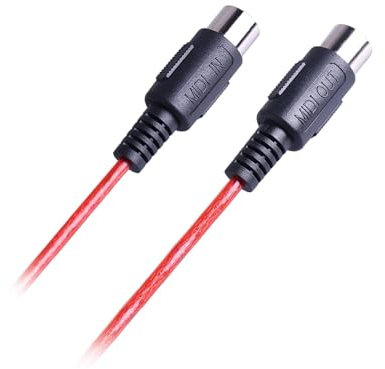 Baoblaze 5-poliges DIN-MIDI-, Stecker auf Stecker, MIDI-, Audio-Verlängerungskabel, 5-poliger DIN-Stecker, für Studio Music Gears, Rot 0.5 Meter