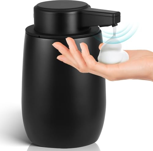 Phneems Seifenspender Automatisch Schaumseifenspender Elektrischer Seifenspender Mit Sensor 250ML Soap Dispenser Automatic USB-Aufladung IPX5 Waterproof FüR Bad KüChe Schwarz