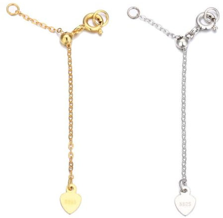LoveVoos 2 pcs Kettenverlängerung,925 Sterling Silber Gold Verlängerungskette um Ihre Colliers und Armband zu Verlängern(Gold und Silber)