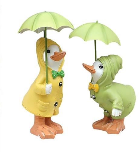 Ente Ehegatte - 2er Set Braut & Bräutigam - Harz Ornament - Spielzeug Quietsche-Ente Deko - Garten Aesthetic Room Decor (1 Kit)