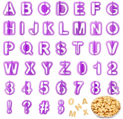 40 Pcs Alphabet Cookie Cutters, Fondant Letter Cutters, Number Cookie Cutters, Alphabet Cake Stamp Tool Set, Plastic Letter Cookie Cutters, Letter Cutters for Cake Decorating, Biscuit DIY Baking