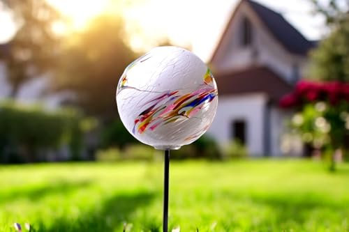 Gartenstecker BOl - Handgefertigtes Glas - Weiß - Gartendekorationen - Gartenindeco für den Außenbereich - Gartendekor - Tiere für den Außenbereich