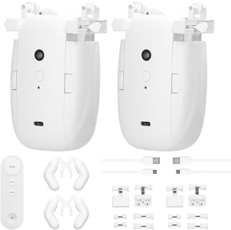 YDuupxe Elektrischer Vorhangöffnermotor, 3-in-1 Smart Automatischer Vorhangöffner, Automatische Fernbedienung für Vorhänge mit Fernbedienung, Verwendet für I-Schiene U und Römische Stange (2PCS)