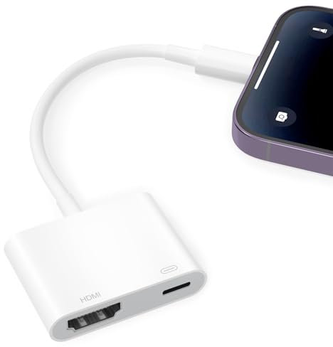 Adaptador Lightning a HDMI, [Certificado A-pple MFI] Adaptador de iPhone y iPad a TV Convertidor de Pantalla con Sincronización de Audio y Video HD 1080P Plug and Play para iPhone/iPad/HDTV/Proyector