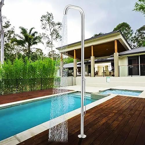 Kit de douche de jardin autoportant en acier inoxydable avec pommeau de douche portable pour piscine