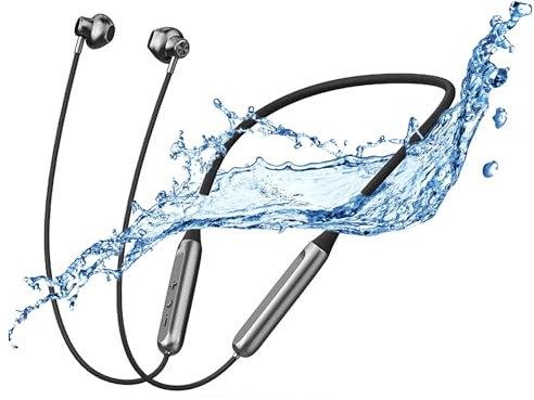 MOCANIO Magnetic Neckband Headphones Semi-in-Ear IPX5 Waterproof Around The Neck Headphones 8H Playtime Bluetooth V5.3 Wireless Earbuds 27g Ultra-Lightweight Comfort for Sport Business Trips (Black)