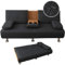 SYLC 4-Piece Waterproof Click Clack Sofa Bed Cover - 3 Seater, Quilted Convertible Folding Futon Cover with 2 Removable Armrests and 1 Cup Holder (Black, 1 Set)