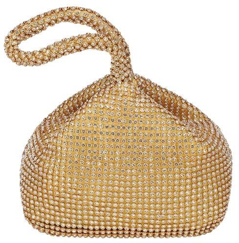 sourcing map Women's Evening Bags, Sparkly Rhinestone 8.66 Mini Clutch Vintage Triangle Small Purse Handbag for 1920s Party Wedding, Gold