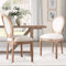 Set mit 4 französischen Landhausstühlen im Landhausstil, runde Rückenlehne, Stoffstühle für Wohnzimmer, Küche, Restaurant, ovale Seitenstühle mit Gummiholzbeinen, Beige