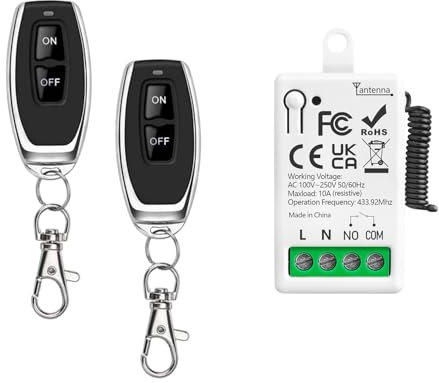 Tedeligo 433Mhz AC 220V 1Canal Interruptor De Control Remoto Inalámbrico Módulo Receptor De Rele RF Con 2 Transmisore, Controlador De Contacto Seco Pasivo, Para Sistema De Puerta De Garaje Iluminación