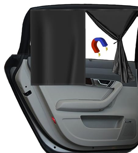 NOYVYDS 2 Stück Sonnenschutz Auto Baby Magnetisch für Seitenscheiben,Autofenster Vorhang mit UV Schutz und Verdunkelung,Reflektierende Hitzeschutz,Universal,Schwarz