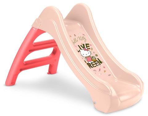 FEBER - Toboggan Hello Kitty, Petit Toboggan de Jardin, Escalier Antidérapant, Couleurs Résistantes au Soleil et aux Changements de Temps, Montage Facile, à partir de 1 an, Famosa (FE202000)
