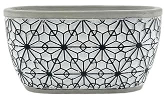 Maceta Macetero rectangular de cemento con textura floral en relieve, con recipiente for plantas con orificio de drenaje, for decoración del alféizar de la ventana del hogar Maceta para plantas de int