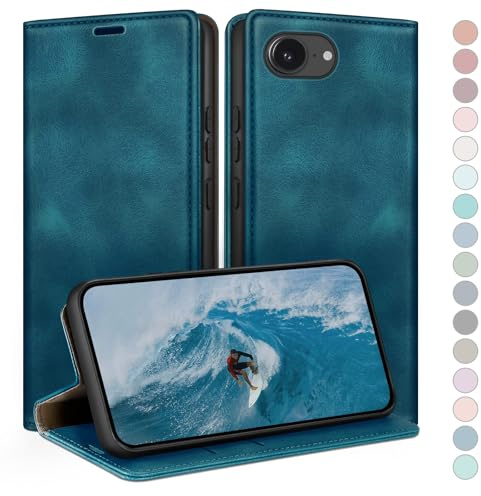 HUOUH for iPhone 16e/iPhone 17e 6.1 Wallet case with RFID Blocking PU Leather,Flip Folio Book covers,Credit Card Holder Shockproof Phone case Women Men for Apple 16e case Teal