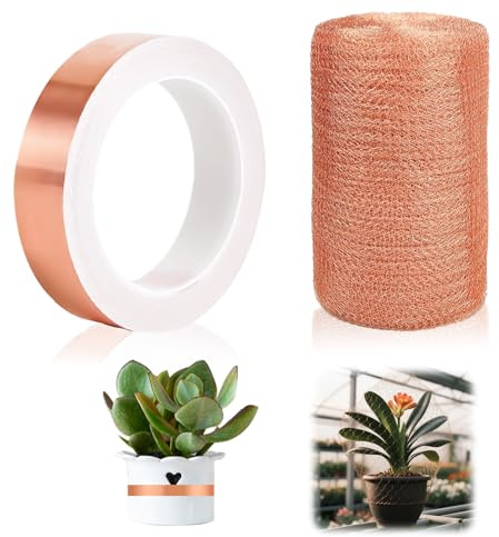 HANGGON Anti Lumache Set, Rete in Rame a Doppio Strato 12.7cmx 3m + Nastro Lamina Rame 20mm x 20M, per Controllare Lumache, Parassiti, Topi e Altri Parassiti e Proteggere Le Piante da Giardino