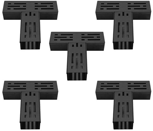 Channel Drain T Shape & 90 Degree Corners Wide 1-2/5, Black Silver Brushed Nickel Drain | Garden / Patio Slim Underground Drainage Trench, Slotted/ Trough Draining Pit Fittings(T shape black,5 pcs)