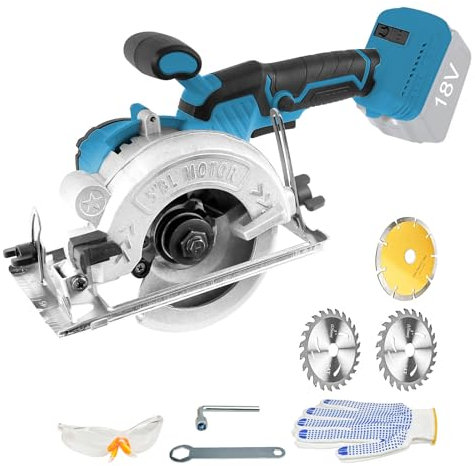 Cordless Circular Saw Compatible with Makita 18V/21V Battery, 6200 RPM Brushless Circular Saws with 3 Blades 125 mm, Cutting Depth 32mm for Wood Plastic Tile Cut (for Makita Battery)