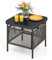 LIFEZEAL Tavolino da Giardino, Tavolo Balcone Piccolo, Esterno, con Foro per Ombrellone, 56x56x49cm, in PE Rattan, Metallo, con Piano a Sbarre, Piedini Regolabili, Max 50kg, Moderno, Salvaspazio, Nero