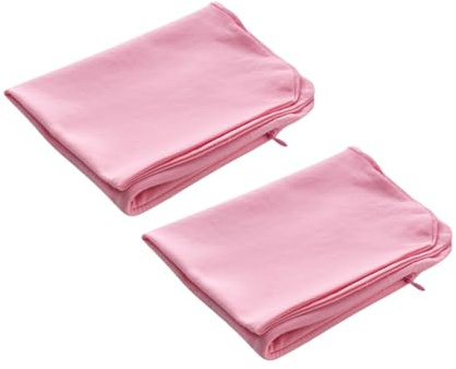 Alkamto 2 Stück Kissenbezug 40x25x10 cm für Nackenstützkissen Reisekissen, Baumwolle Waschbar Atmungsaktiv,Ergonomisch Weich, Kissenbezüge (Rosa)