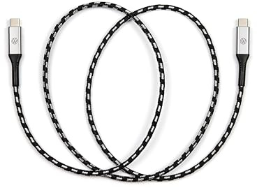 Volkswagen 000051446CD Premium USB-C a USB-C Ladekabel 50 cm, Leuchtetes VW Logo, Negro