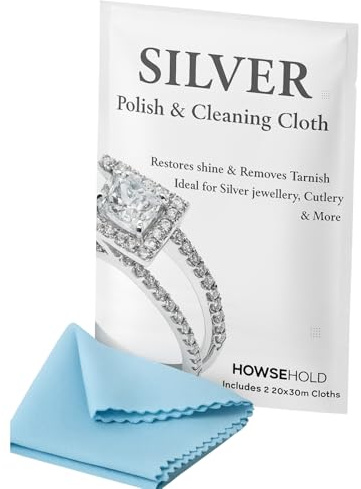 Silver Polishing Cloth (Pack of 2) Jewellery Cleaning and Polishing Cloths for Cleaning Silver, Gold and Platinum - Restores the Shine