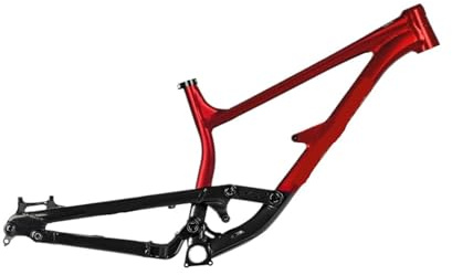 Generisch Vollgefederter Aluminium-Softtail-Rahmen, 27,5 Zoll Federweg hinten 200 mm, Boost 12 x 148, 4-Link-Dämpfer, MTB-Downhill-Rahmenset(BlackRed,K)