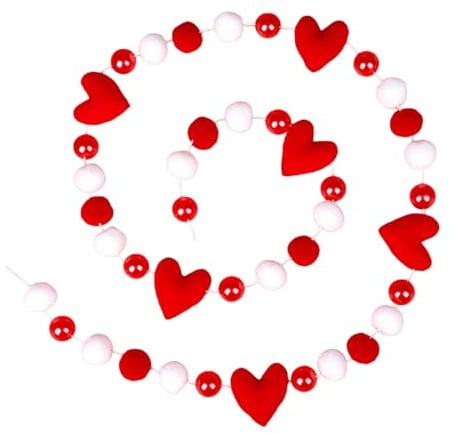 8.2ft Felt Romantic Heart Banner Valentines Home Decor - Valentines Day Garland for Home Bedroom Fireplace Party Wall Table Farmhouse, Rustic Wedding Engagement Backdrop Sweetheart Garland Indoor