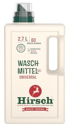 Hirsch Universal Waschgel 2,7 L – Flüssiges Waschmittel mit Kernseife – für Bunt- & Weißwäsche – wirksam ab niedrigen Temperaturen 60 Waschladungen