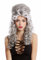 WIG ME UP - 90904-ZA63/ZA103+ZA62 Perücke Damen Halloween Karneval Barock Renaissance Hochsteckfrisur lang lockig schwarz Silber grau weiß gesträhnt
